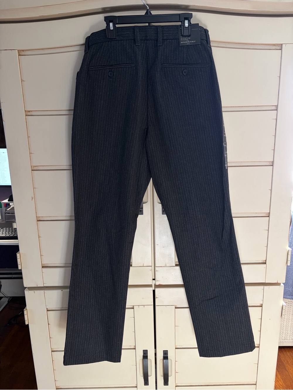 Banana Republic Size 33x32 Men's Pinstripe Stretch Dress Pants - Black NWT New - Picture 2 of 6